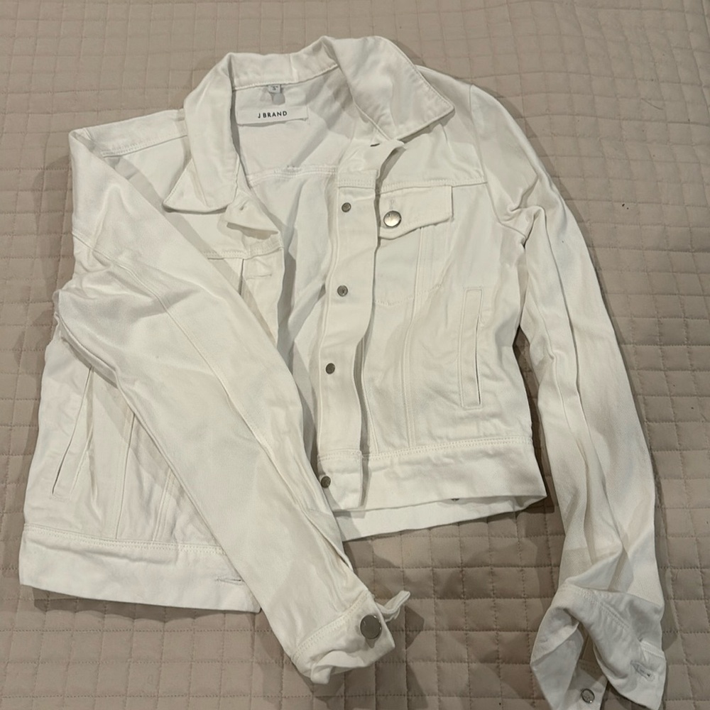 J Brand white jean jacket cropped